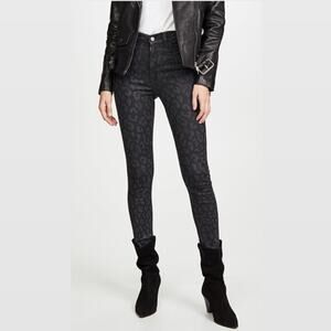 DL1961 Farrow Ankle Hi-Rise Instasculpt Skinny Jeans Black Leopard
